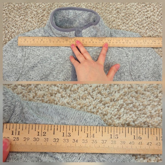 L.L. Bean Womens Size PS Sweater Fleece Pullover Snap Mockneck Heather Gray - Picture 5 of 6